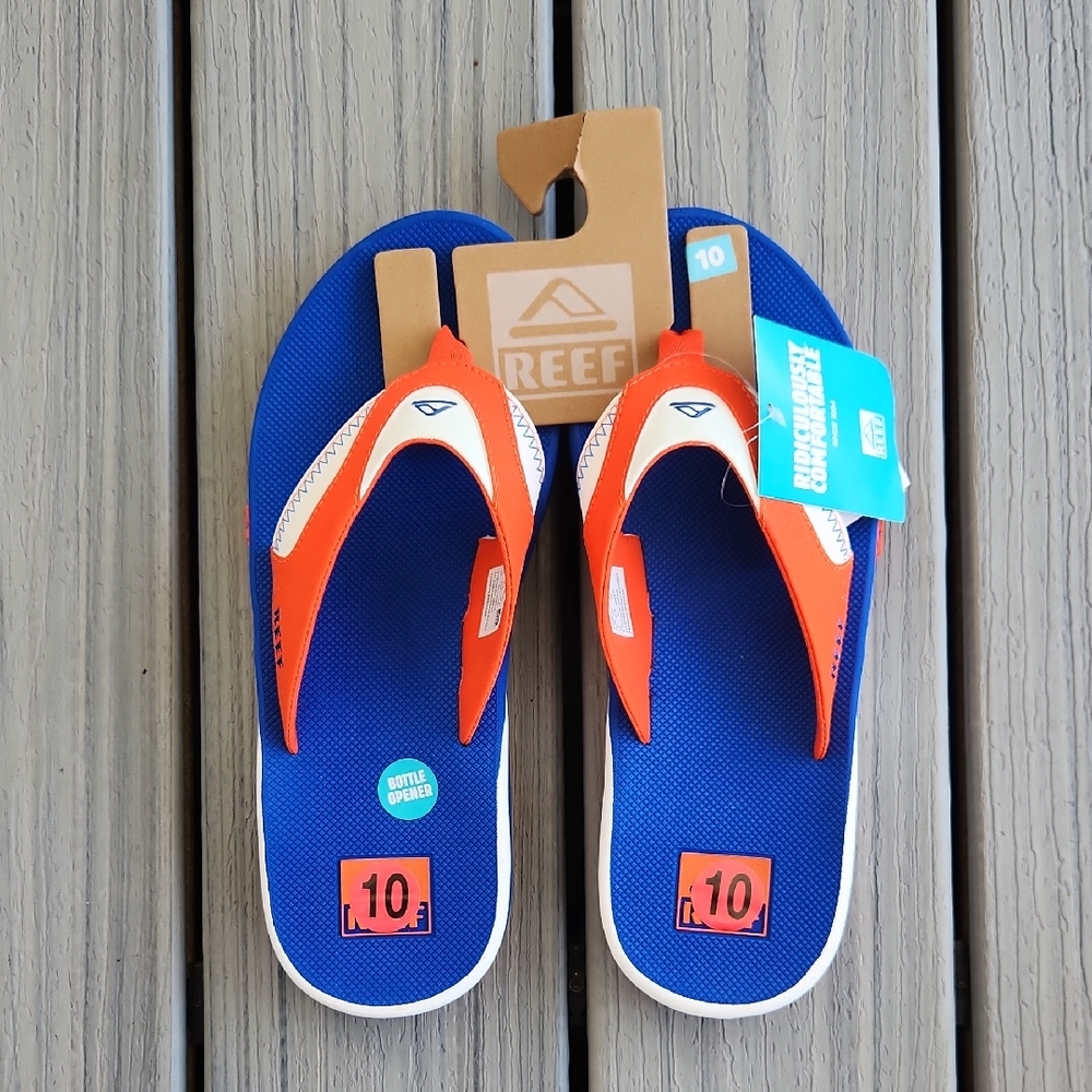 Mens Reef Sandals - Vibrant Blue and Bold Orange